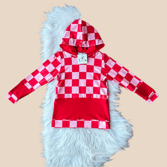 Red Checkered Hoodie by TwoCan