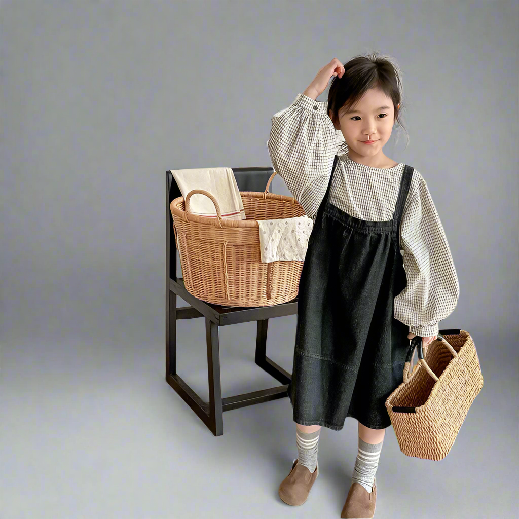 2025 Spring New Baby Girl Sleeveless Sling Denim Dress