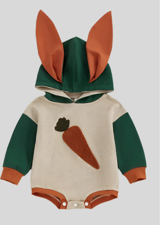 2025 "Easter Day" Color Block Baby Bunny Hoodie Romper