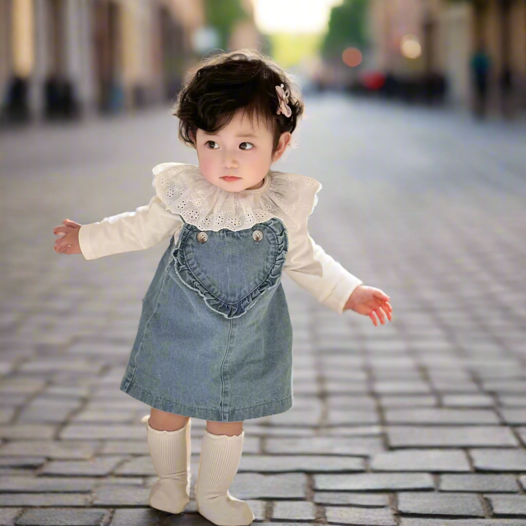 2025 Spring Baby Girl Sleeveless Denim Sweetheart Dress