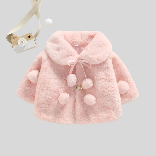 0-18months Baby Girl Winter Jacket Solid Color Fur