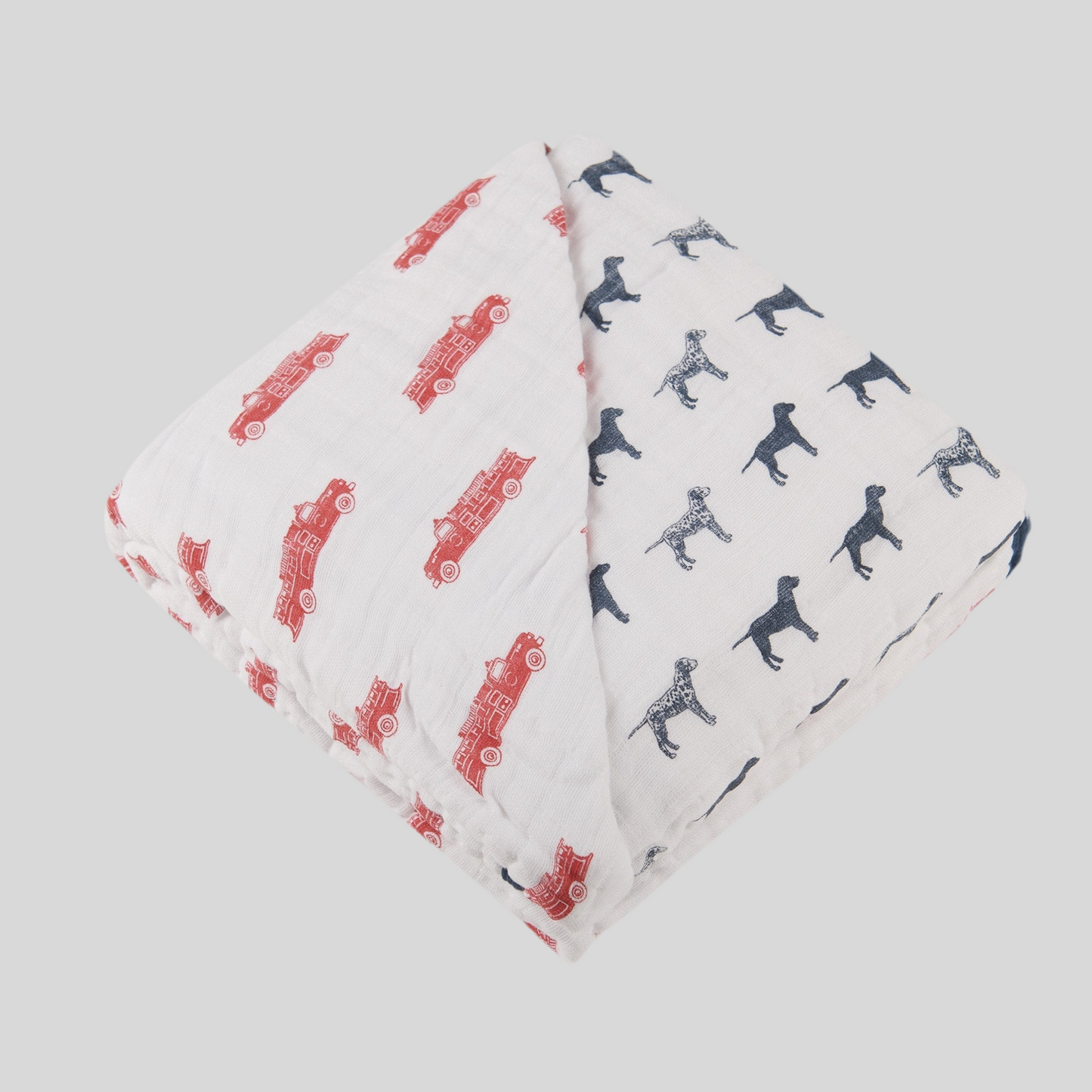 Fire Truck and Dalmatian Cotton Muslin Newcastle Blanket