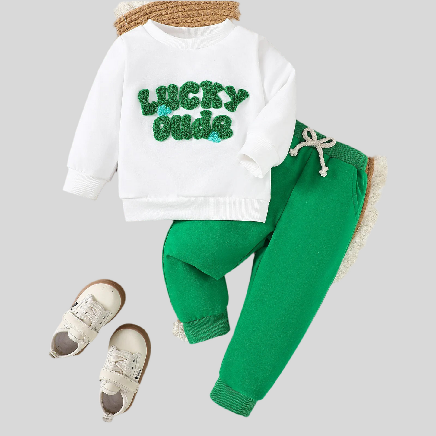 Embroidered "Lucky" Top+Layered Skirt Green St Patricks Day