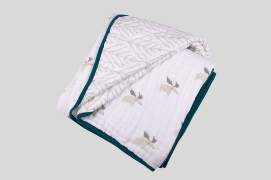 Mister Moose and Forest Arrow Cotton Muslin Blanket