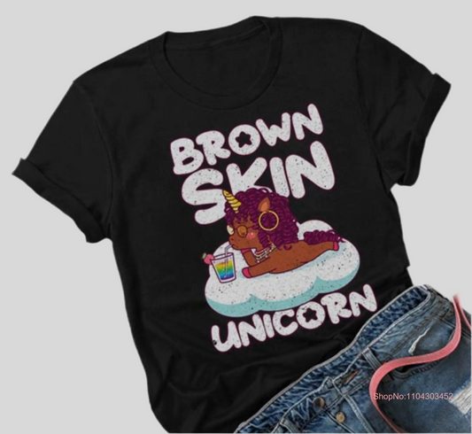 Brown Skin Girl Unicorn T Shirt