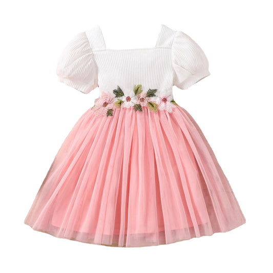 Cute Embroidery Flower Lace Dress