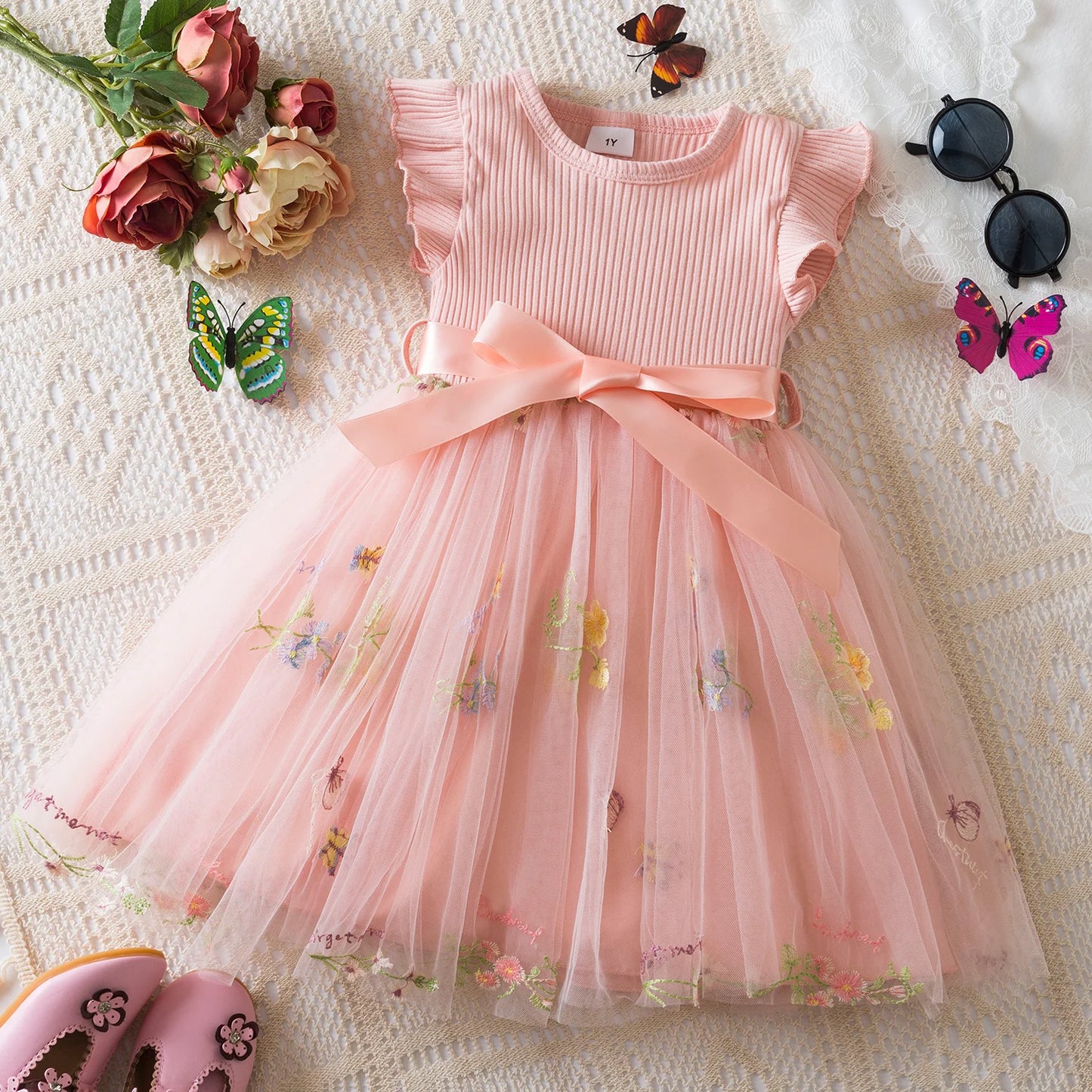 2025 Kids Spring Flare Sleeve Dress Floral