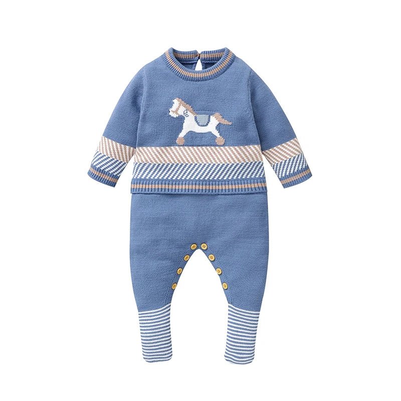 Long Sleeves Knitted Newborn Boys Sweaters Jumpsuits