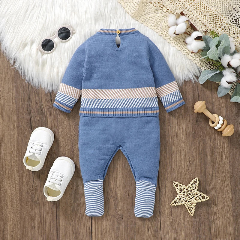 Long Sleeves Knitted Newborn Boys Sweaters Jumpsuits