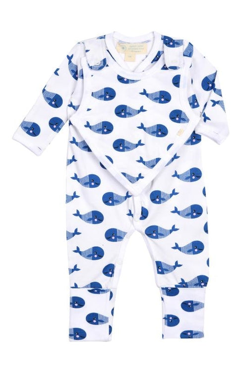 Bib + Blue Whale-Footed One-Piece