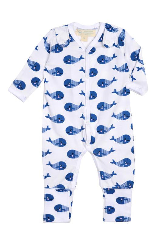 Bib + Blue Whale-Footed One-Piece