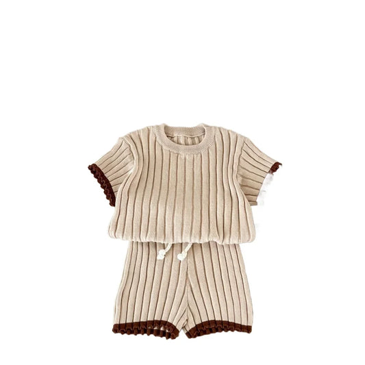 Baby Girls Solid Color Knitted 2 piece set