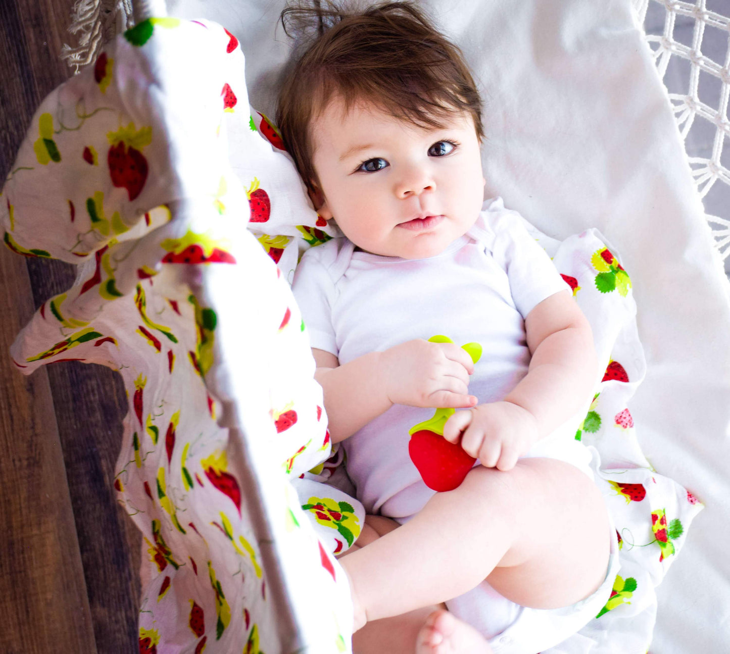 Muslin Swaddle Blanket Set of 2, Lemon and Strawberry Print