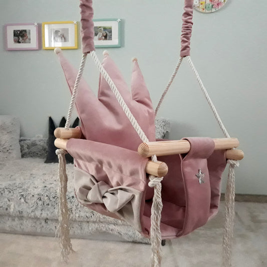 Dusty pink Swing with crown shaped cushion