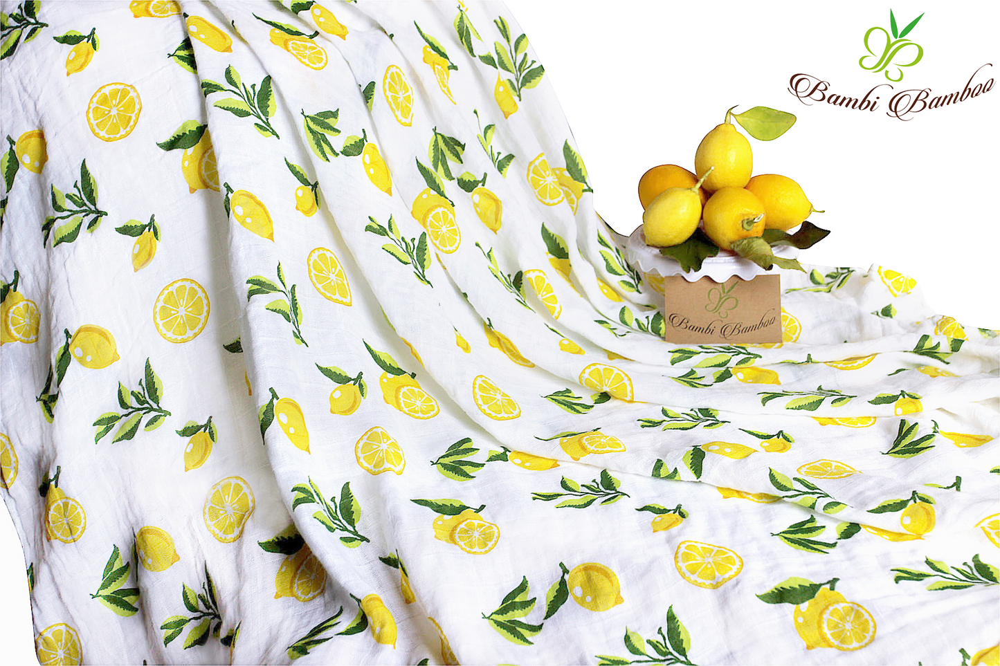 Muslin Swaddle Blanket Set of 2, Lemon and Strawberry Print